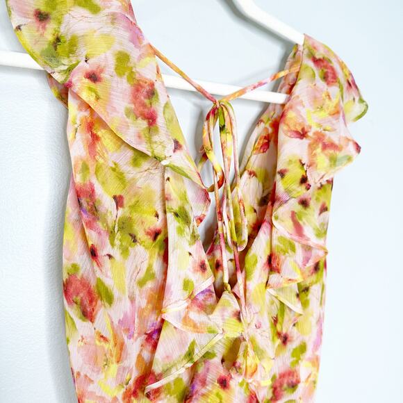 MISA Los Angeles Womens Claudita Floral Chiffon Ruffle Maxi Dress Multicolor XS - Picture 6 of 8